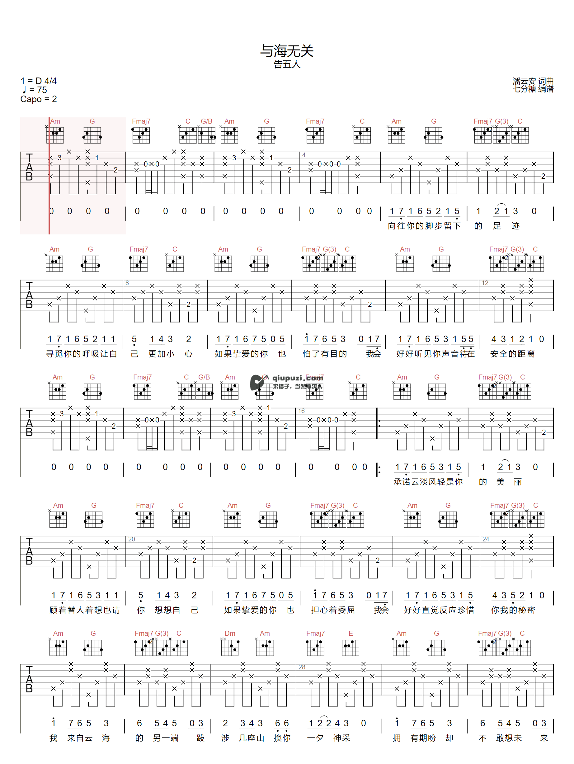 吉他谱 1