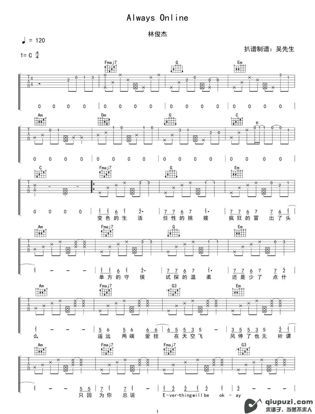 吉他谱 1