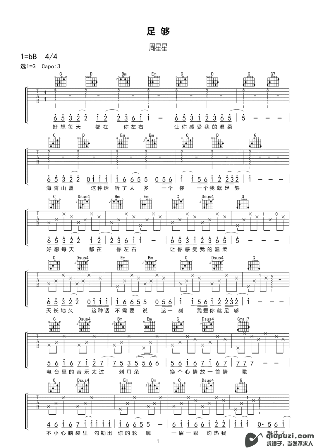 吉他谱 1