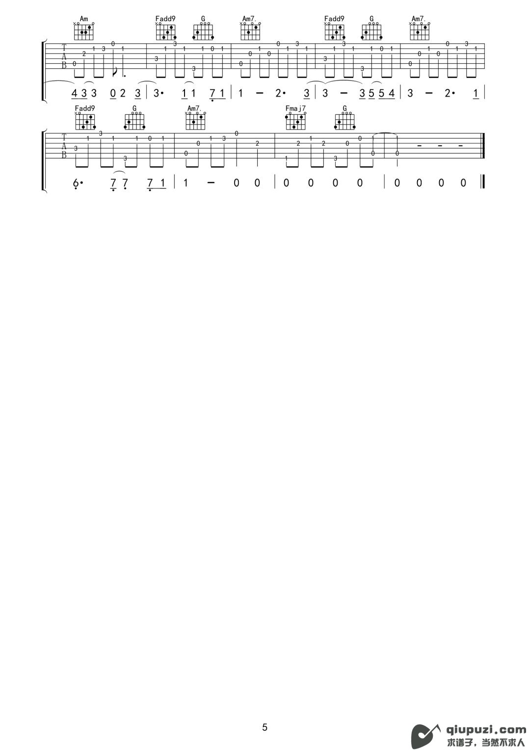 吉他谱 5