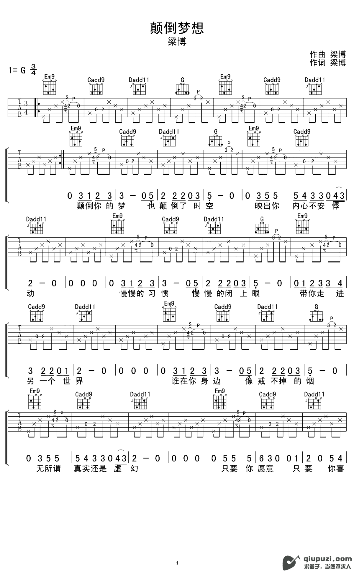 吉他谱 1