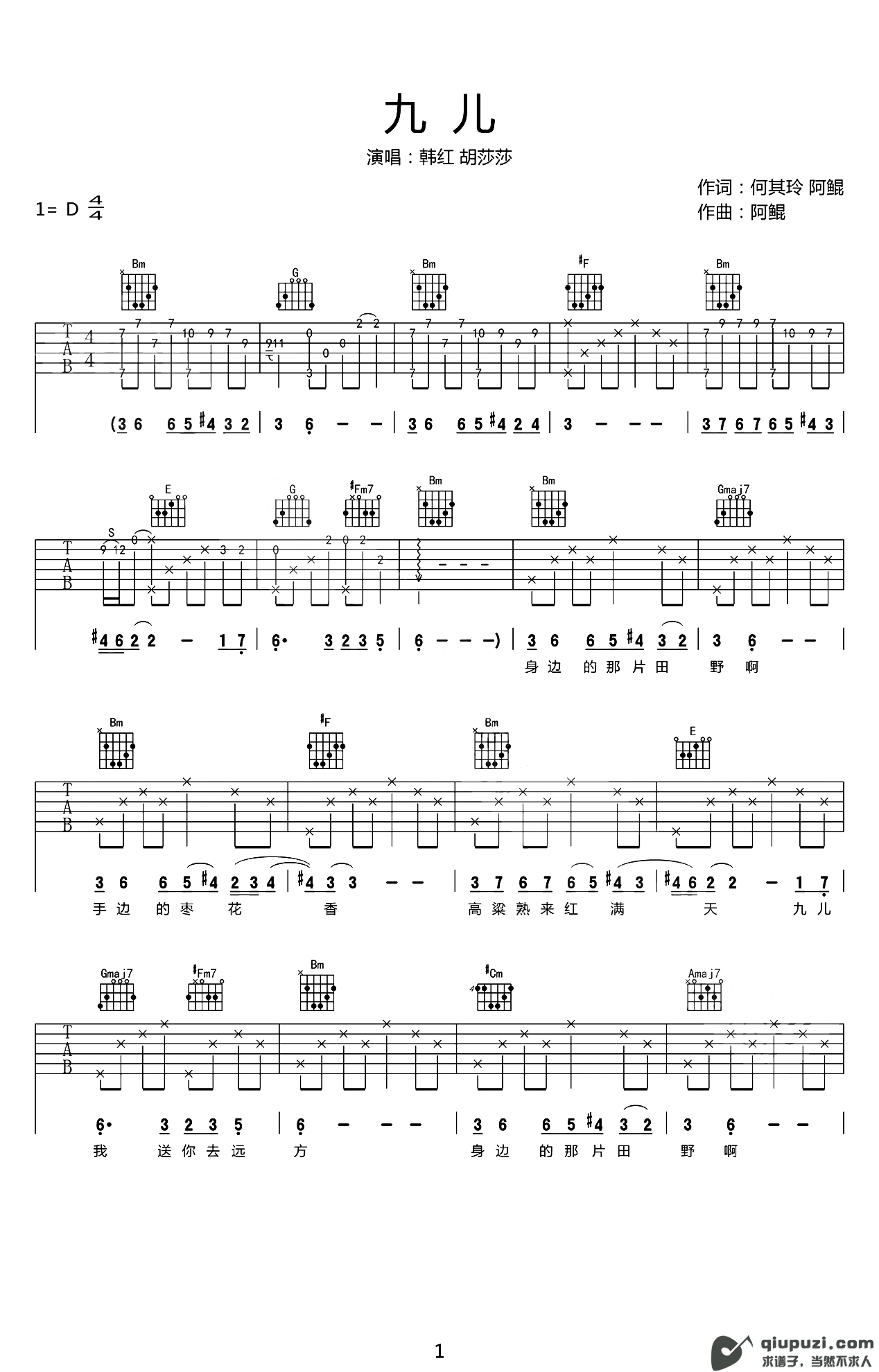 吉他谱 1