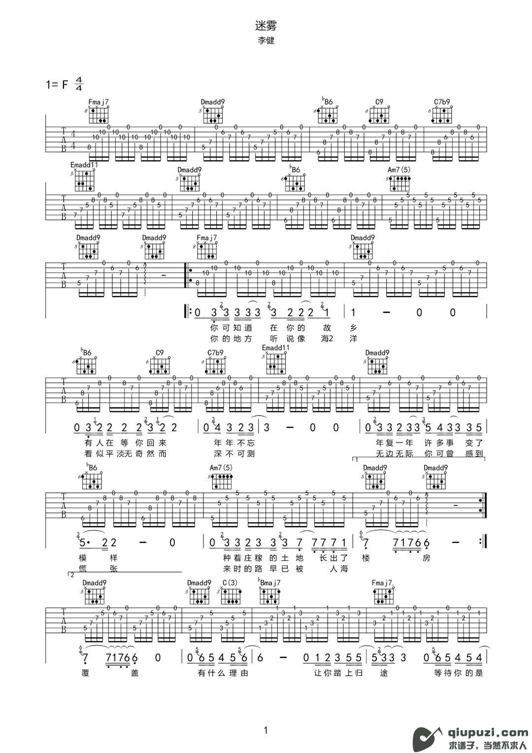 吉他谱 1