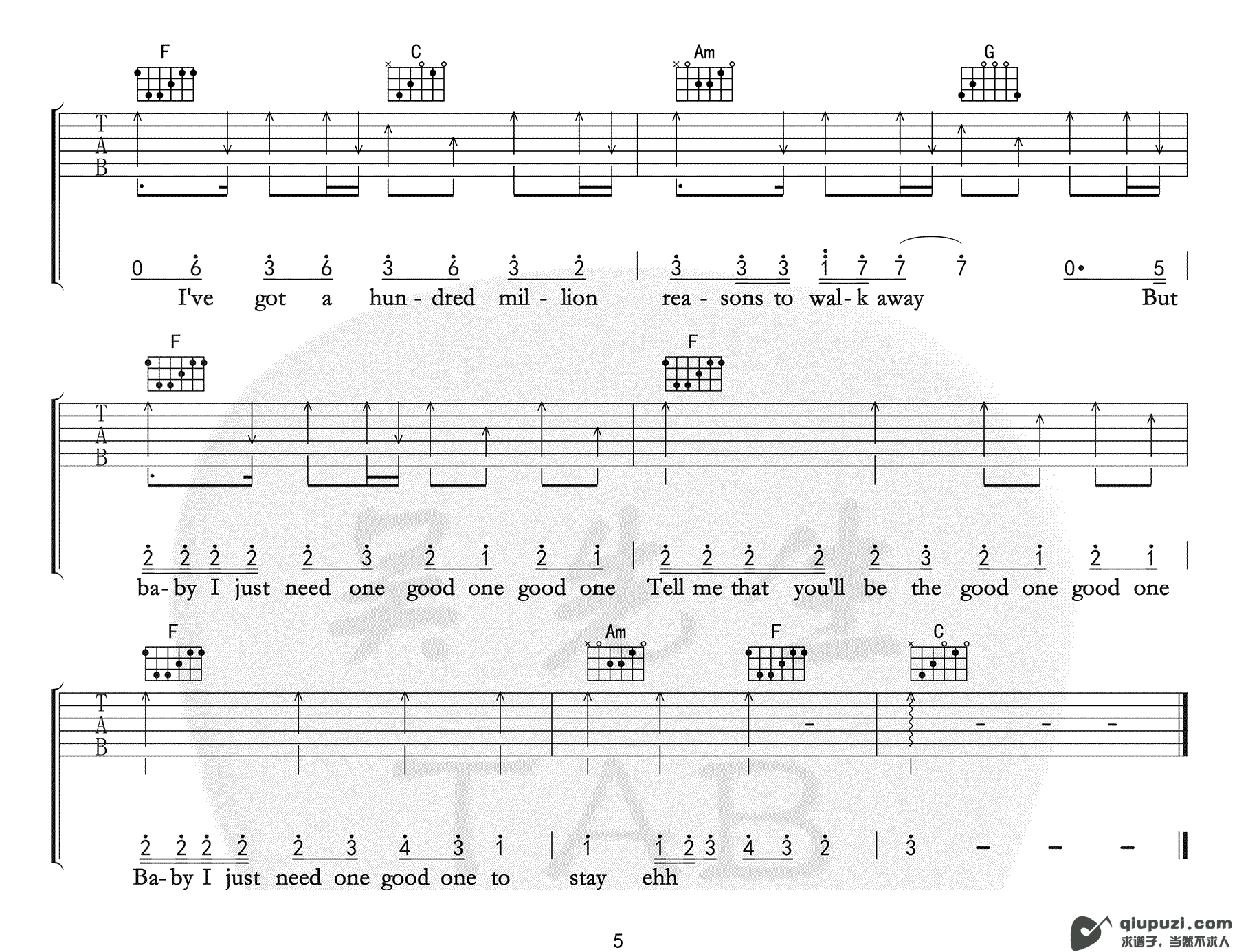 吉他谱 5