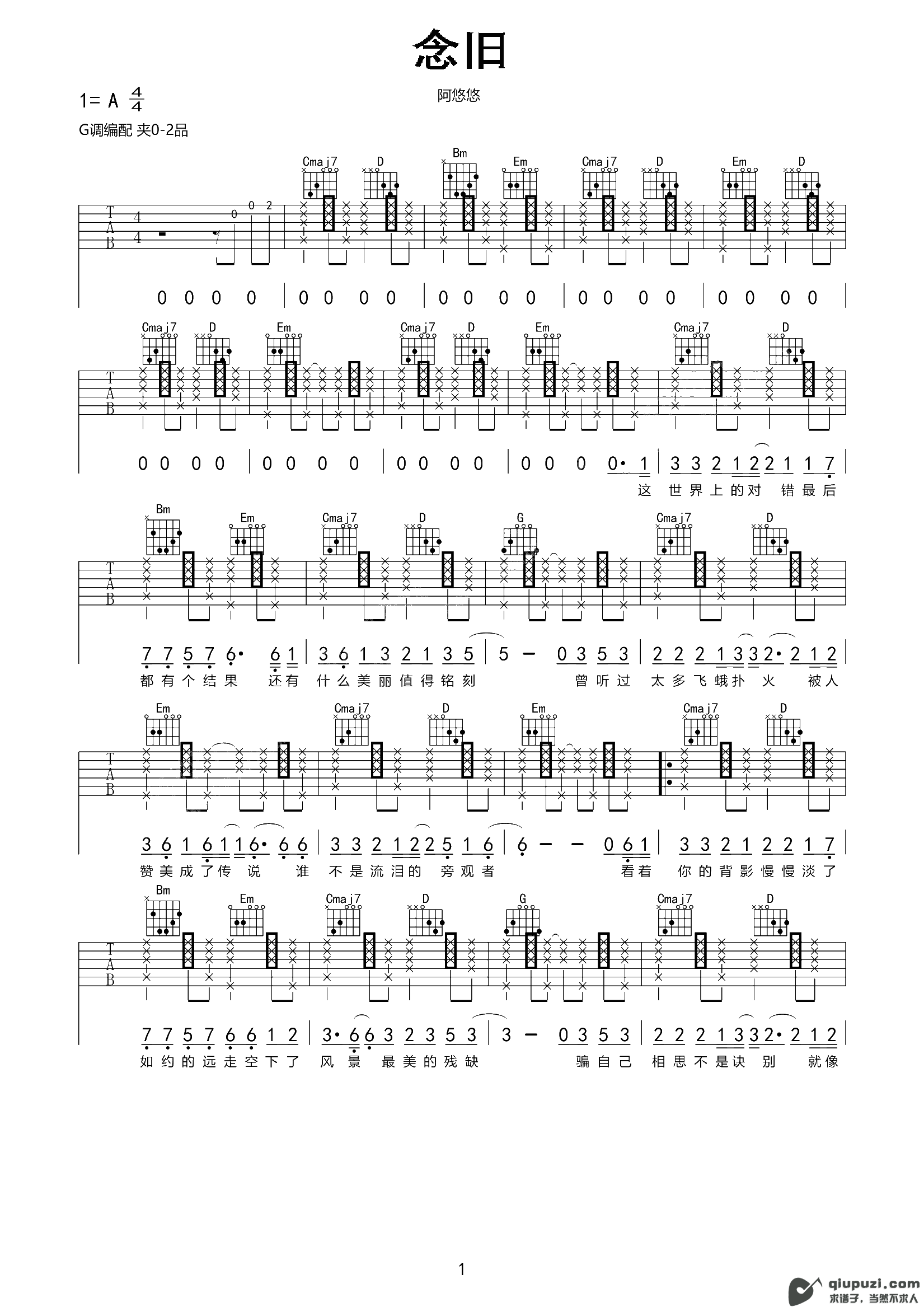 吉他谱 1